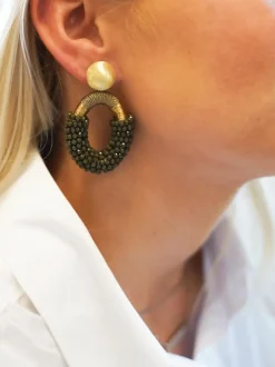 Army Groene Oorbellen Combi Oval M