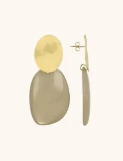 Beige Oorbellen Aurora Asymmetric Ovaal L