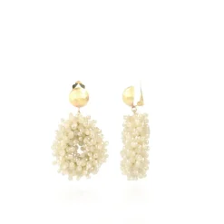 Beige Oorbellen Clip Louise Glassberry Druppel S Double Stones Tonal