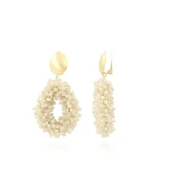 Beige Oorbellen Clip Louise Glassberry Druppel L Double Stones Tonal