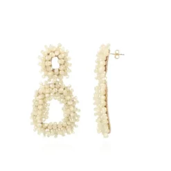 Beige Oorbellen Rifka Glassberry Vierkant