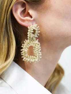 Beige Oorbellen Rifka Glassberry Vierkant