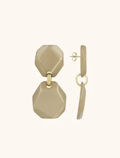 Beige Oorbellen Zora Dubbel Rock M