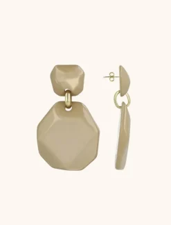 Beige Oorbellen Zora Dubbel Rock Xl