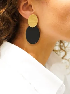 Black Opal Oorbellen Celia Ovaal S