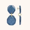 Blauwe Glitter Oorbellen Zora Dubbel Rock Deluxe M