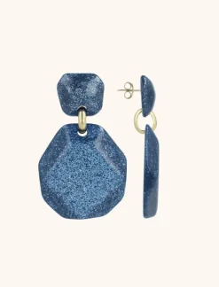 Blauwe Glitter Oorbellen Zora Double Rock Deluxe Xl
