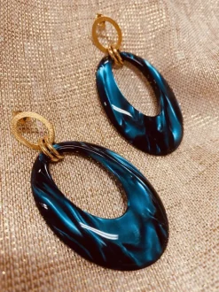 Blauwe Oorbel Nemea Open Ovaal L