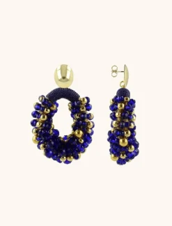 Blauwe Oorbellen Combi Ovaal M Irregular Ophelia