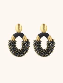 Blauwe Oorbellen Eve Combi Oval L Double Stones