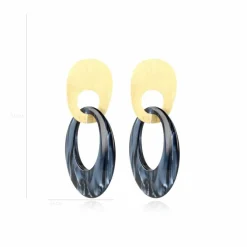 Blauwe Oorbellen Nemea Teardrop L Brushed