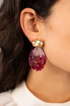 Bordeaux Oorbellen Celia Ovaal S
