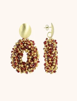Bordeaux Oorbellen Katie Double Stones Ovaal M