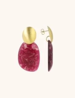 Bordeaux Oorbellen Little Sara Assymetrisch Ovaal S