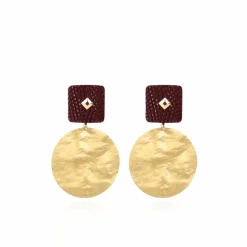 Bordeaux Oorbellen Olivia Resin Rectangle Closed Hammerd Snake