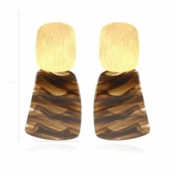 Bruine Oorbellen Terra Curved Asymetrisch Luxe