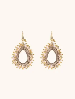 Carina Champagne Oorbellen Silk Urchin Druppel M