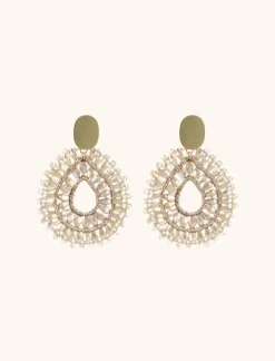 Champagne Oorbellen Alice Silk Drop Crystal Double