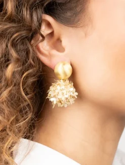 Champagne Oorbellen Daisy Globe M Flower