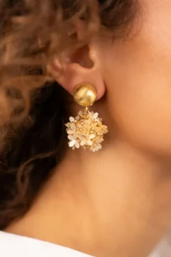 Champagne Oorbellen Daisy Globe S Flower Clip