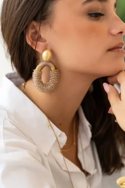 Champagne Oorbellen Yara Oval L