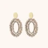 Champagne Silk Open Ovaal Double Stones M Oorbellen