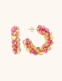 Cyber Lime Oorbellen Sequin Creole M