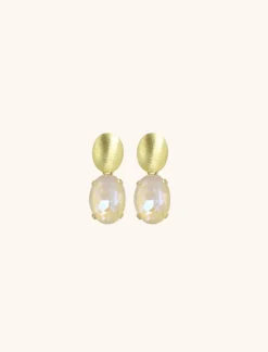 Daan Oorbellen Ovaal Strass Pendant M Yellow Powder