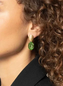 Daan Oorbellen Ovaal Strass Pendant M Peridot
