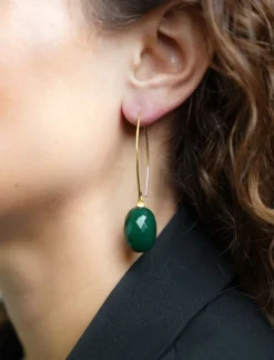 Donker Groene Oorbellen Romijn Quartz M