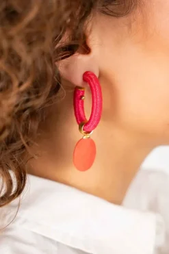 Fel Roze Oorbellen Evy Creool Ovaal M Oranje