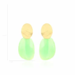 Fluorine Groen Oorbellen Sara Asymmetrisch Ovaal L