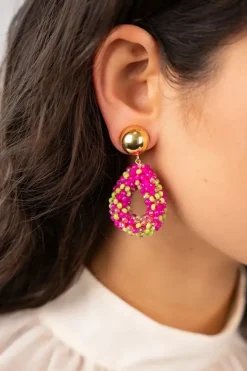 Fuchsia Lime Oorbellen Berry Druppel S Clip