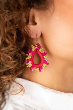 Fuchsia Lime Oorbellen Carina Urchin Druppel M