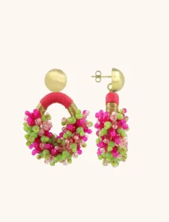 Fuchsia Lime Oorbellen Eve Ovaal M Ds