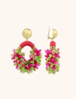 Fuchsia Lime Oorbellen Eve Ovaal M Ds Clip