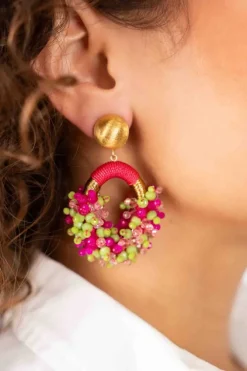 Fuchsia Lime Oorbellen Eve Ovaal M Ds Clip