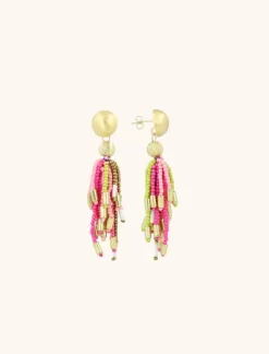 Fuchsia Lime Oorbellen Fantasy Tassle M