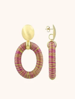 Fuchsia Lime Oorbellen Faye Ovaal L