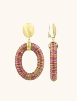 Fuchsia Lime Oorbellen Faye Ovaal L Clip