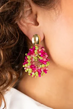 Fuchsia Lime Oorbellen Louise Druppel S Double Stones
