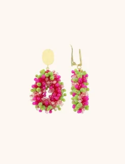 Fuchsia Lime Oorbellen Louise Druppel S Double Stones Clip
