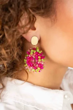 Fuchsia Lime Oorbellen Louise Druppel S Double Stones Clip