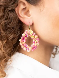 Fuchsia Lime Oorbellen Sequin Druppel M
