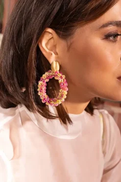 Fuchsia Lime Oorbellen Sequin Ovaal Xl