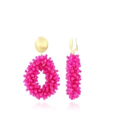 Fuchsia Oorbellen Clip Louise Glassberry Druppel L Double Stones Tonal