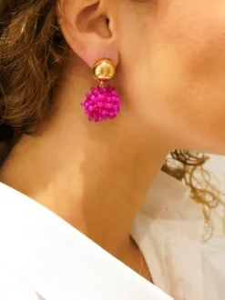 Fuchsia Oorbellen Clip Louise Glassberry Globe S Double Stones Tonal