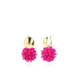 Fuchsia Oorbellen Clip Louise Glassberry Globe L Double Stones Tonal