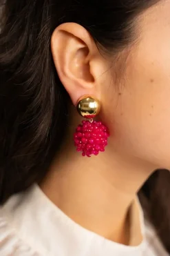 Fuchsia Oorbellen Clip Louise Glassberry Globe L Double Stones Tonal