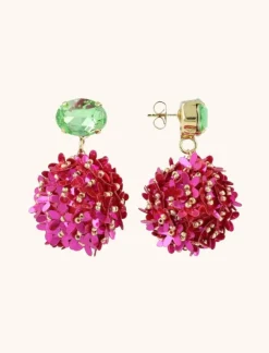 Fuchsia Oorbellen Daisy Globe L Flower Strass